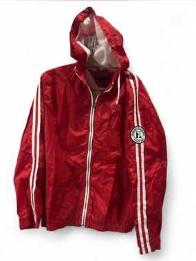 Tommy Hilfiger Red Hooded Jacket with White Mesh Lining